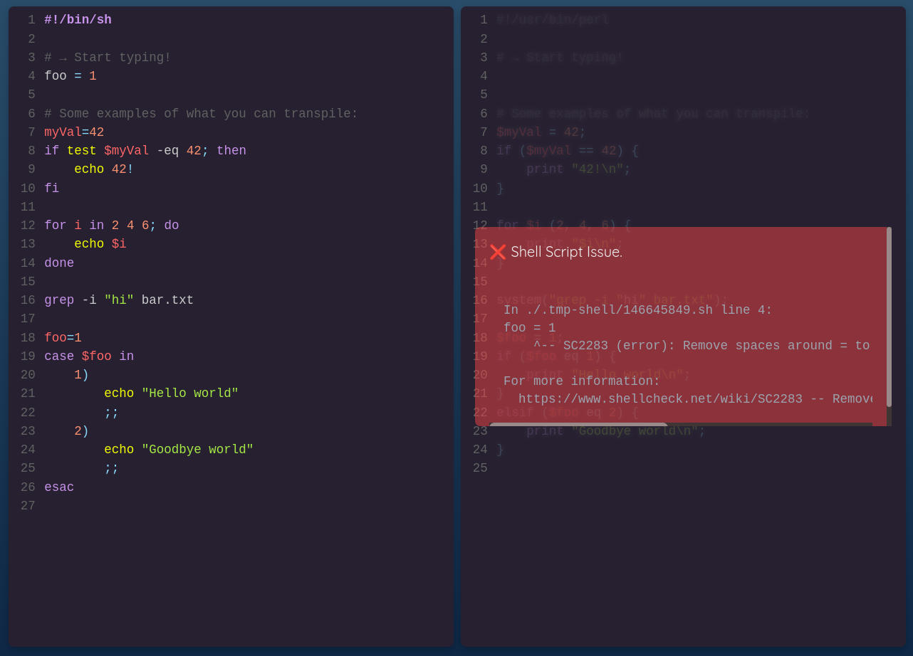 Transperler shell live validation.